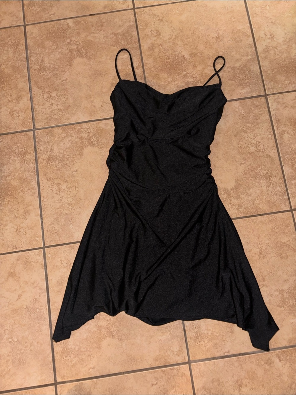 Windsor Black Asymmetrical Spaghetti Strap Dress